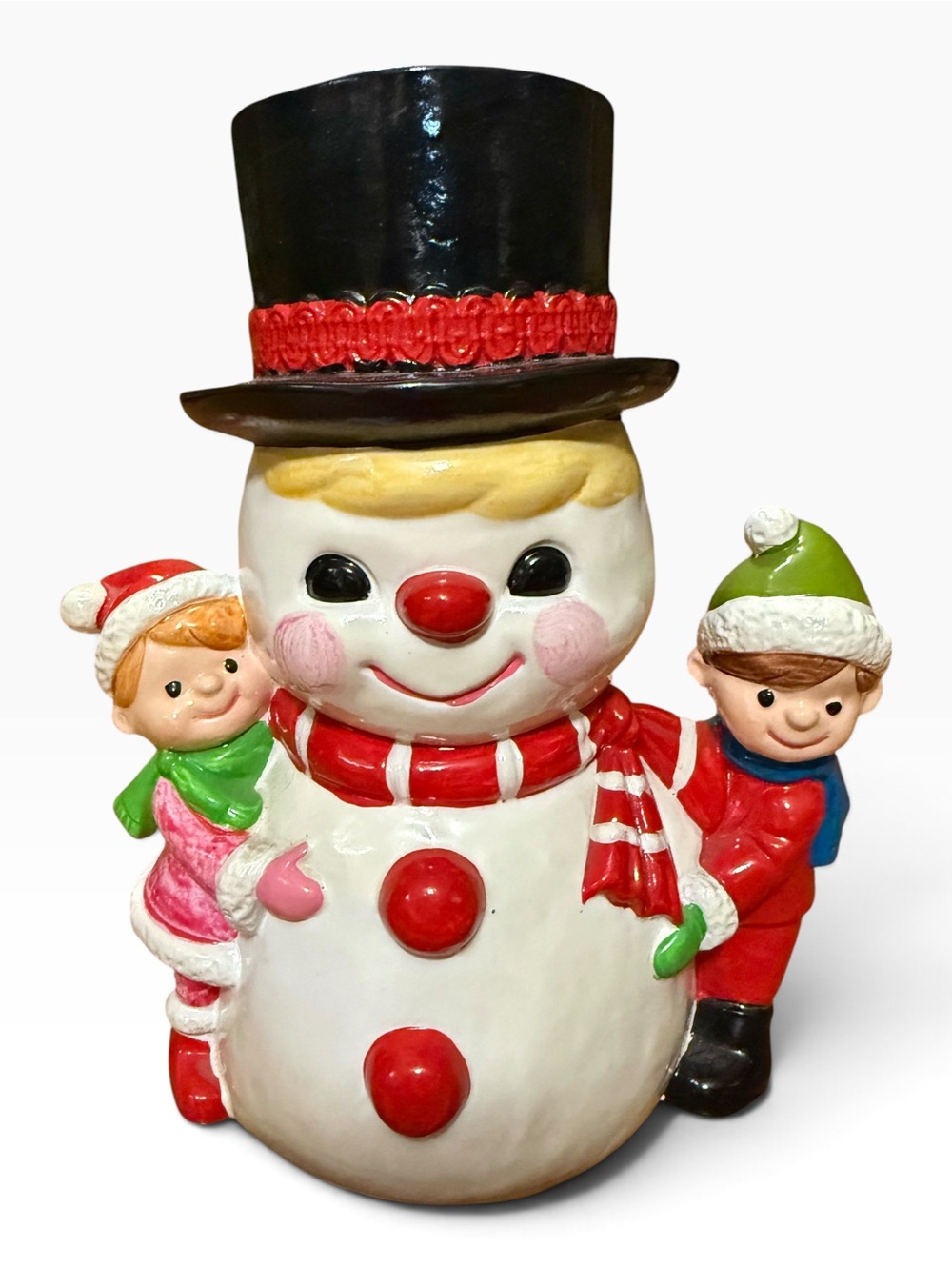 Vintage 1970s Ben’s Inc Paper Mache / Chalkware Snowman Figurine - Japan